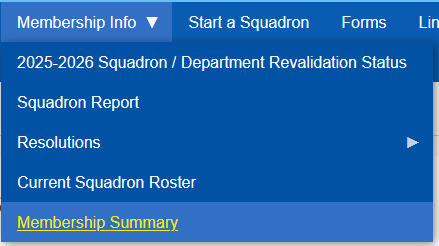 membership summary page